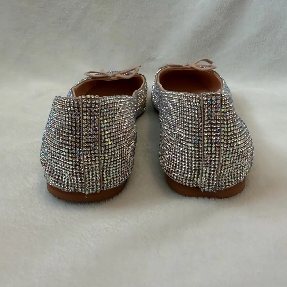 EUC Matisse Roxy Rhinestone Square Toe Ballet Flats Crystal Sparkle Party Shoes
